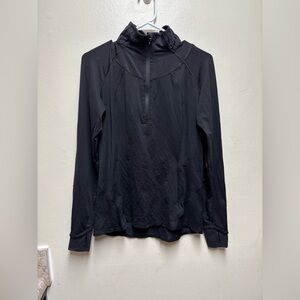 Lululemon Quarter Zip Relay Jacket Black Pockets Women’s Sz 8 Stretch Thumb Hole